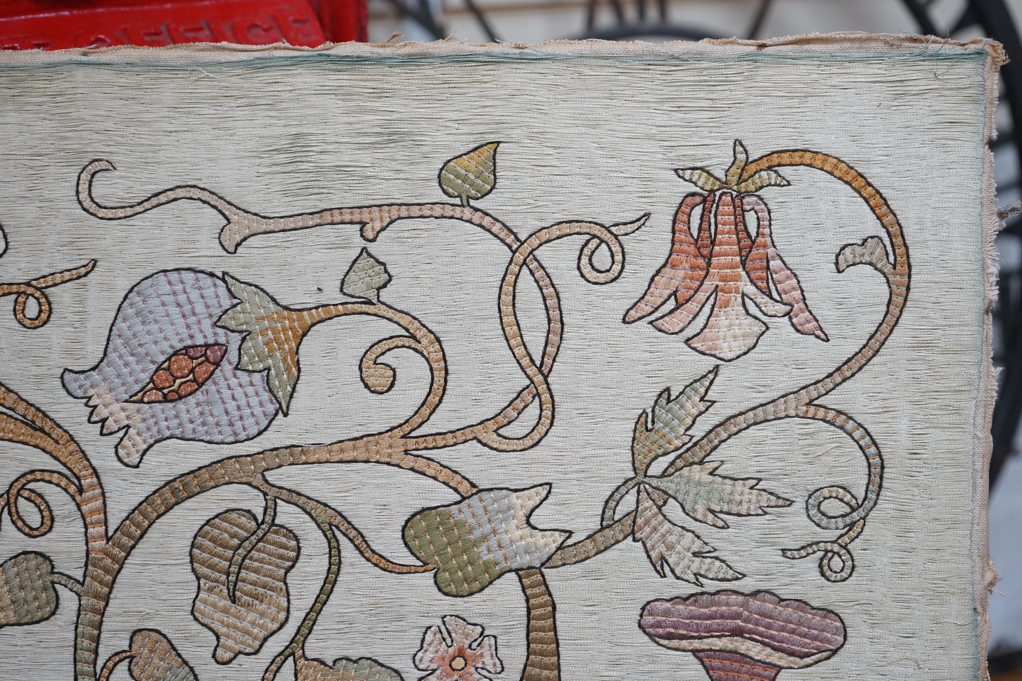 A coloured silkwork panel 64x51cm